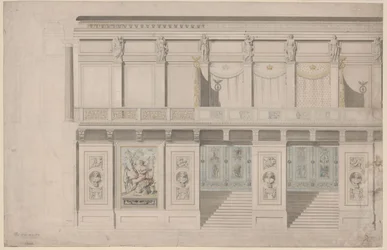 Berlino. Teatro sulla Gendarmenmarkt, sala da concerto. Prospetto della parete longitudinale
