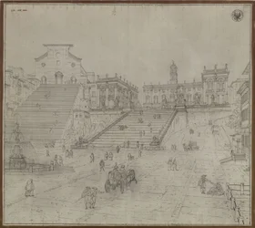 Il Campidoglio a Roma - Veduta della chiesa di Santa Maria in Aracoeli e del Campidoglio a Roma