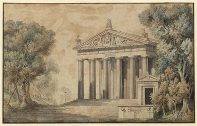 Ifigenia in Tauride. Dramma di Johann Wolfgang von Goethe. Progetto per una scenografia. Tempio di Diana