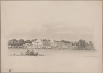 Potsdam-Sanssouci. Antica casa di campagna presso il palazzo di Charlottenhof. Veduta prospettica da nord-est