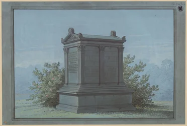 Sarcofago a forma di tempio - Belchau (Białochowo), già distretto di Graudenz (Powiat Grudziądzki), distretto governativo di Marienwerder (Województwo Kujawsko-Pomorskie). Progetto per il monumento funebre Klinggräf a forma di piccolo tempio con lesene