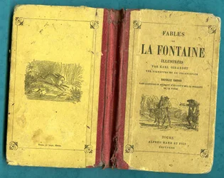 Copertina di un libro delle Fables de la Fontaine illustrato da Karl Girardet, Mame a Tours