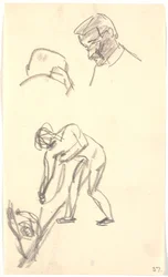 Diversi piccoli schizzi: Due teste di alcune figure (bozza di composizione?)