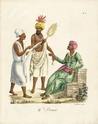 Uomini indiani in abiti tradizionali (stampa)