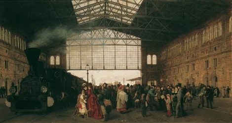 Arrivo di un treno alla stazione nord-ovest di Vienna