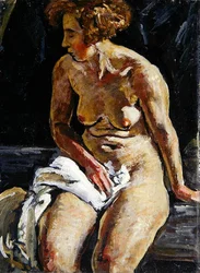 Nudo seduto con un asciugamano bianco, II