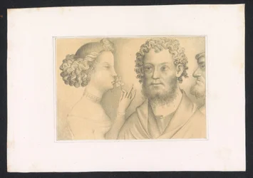Uomini e giovane donna (serie di disegni e studi di un maestro olandese del XV secolo)