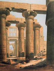 Veduta interna della sala di Karnak". Litografia di Karl Richard Lepsius (1810-1884) egittologo prussiano. Sala dell