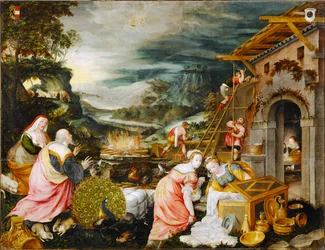 Noah e la sua famiglia ringraziano per il salvataggio (dipinto su tela)