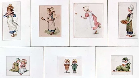 Collezione di miniature ad acquerello di bambini che giocano
