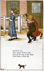 Tell tale tit: Illustrazione di Kate Greenaway per un libro di filastrocche
