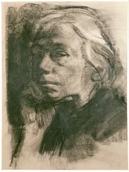 Kaethe Kollwitz, autoritratto (carboncino su carta)