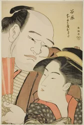 Il lottatore di sumo Tanikaze e la cameriera Okita del Naniwaya