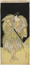 Gli attori Mimasu Tokujirô I nel ruolo di Hayano Kampei (a sinistra) e Nakayama Kojûrô VI nel ruolo di Ono Sadakurô (a destra) in "Il tesoro dei 47 custodi fedeli" ("Kanadehon chûshingura")