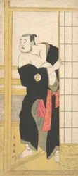 Asao Tamesaburo come un uomo robusto con un kimono verde, ca. 1795