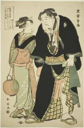 Il lottatore di sumo Kurogumo Otozô con la cameriera della casa da tè Naniwa Okita