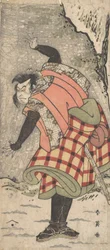 Attore non identificato come un Kyokaku ai piedi di una scogliera in una tempesta di neve, ca. 1793