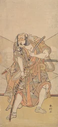 Bando Mitsugoro I nel ruolo di Asahina no Saburo, Drama Sono Kyodai Fuji no Sugatami, 1776