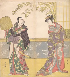 Attori Kabuki Sawamura Sojuro III e Sanogawa Ichimatsu III in Uno Specchio di una Cortigiana, 1788