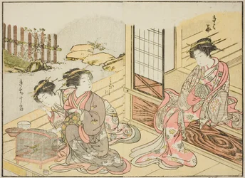 Cortigiane del Kagemanjiya, dal libro "Specchio delle Belle Donne dei Quartieri del Piacere (Seiro bijin awase sugata kagami)," vol. 1