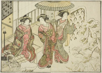 Cortigiane del Nakaomiya, dal libro "Specchio delle belle donne dei quartieri del piacere (Seiro bijin awase sugata kagami)," vol. 2