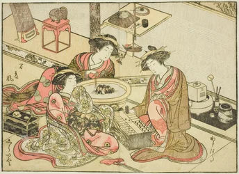 Cortigiane dello Yamashiroya, dal libro "Specchio delle belle donne dei quartieri del piacere (Seiro bijin awase sugata kagami)," vol. 2