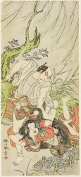 Gli attori Matsumoto Koshiro II come Yoemon e Yoshizawa Sakinosuke III come Kasane, sua moglie