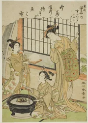 La cortigiana Sugawara della casa Tsuruya e le sue kamuro Namiji e Kashiko
