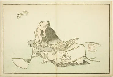 Un Filosofo che Osserva una Coppia di Farfalle, dal Libro Illustrato di Pitture Realistiche di Hokusai