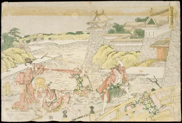 Atto III dell’opera teatrale *Kanadehon Chūshingura*, “Abecedario in kana del Tesoro dei fedeli servitori”