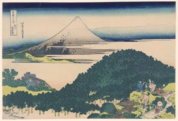 Pino a Cuscino ad Aoyama (Aoyama Enza no matsu), dalla serie "Trentasei Vedute del Monte Fuji (Fugaku sanjurokkei)"