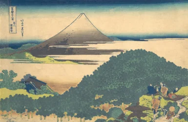 Pino a cuscino ad Aoyama, dalla serie Trentasei vedute del Monte Fuji, ca. 1830-32