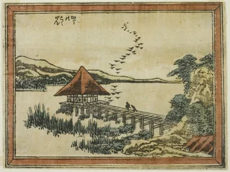 Oche discendenti a Katada (Katada no rakugan), dalla serie Otto vedute di Omi in stile incisione (Doban Omi hakkei)