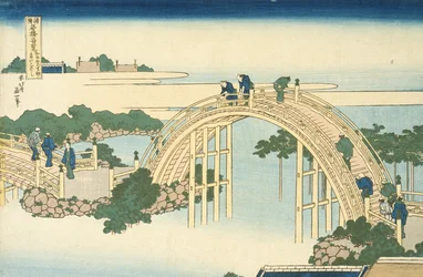 Ponte del tamburo del santuario Kameido Tenjin dalla serie Vedute meravigliose di ponti famosi in tutte le province, XIX secolo