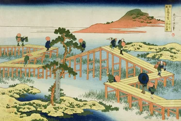 Ponte a otto parti, provincia di Mucawa, Giappone, c.1830