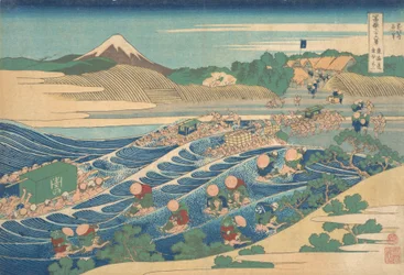 Il Fuji visto da Kanaya sul Tokaido, dalla serie Thir...