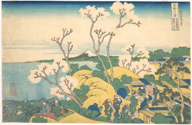 Il Monte Fuji visto da Gotenyama a Shinagawa sulla Tōkaidō (Tōkaidō Shinagawa Gotenyama no Fuji), dalla serie “Le trentasei vedute del Monte Fuji” (Fugaku sanjūrokkei)