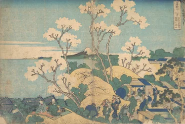Fuji da Gotenyama a Shinagawa sul Tokaido Tokaido Shinagawa Gotenyama no Fuji, ca. 1830-32