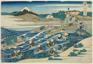 Fuji da Kanaya sul Tokaido (Tokaido Kanaya no Fuji), dalla serie Trenta-sei vedute del Monte Fuji (Fugaku sanjurokkei)