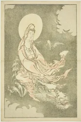 Dea che cavalca un drago, da Il libro illustrato di pitture realistiche di Hokusai