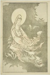 Dea che cavalca un drago, da Il libro delle pitture realistiche di Hokusai, c.1814