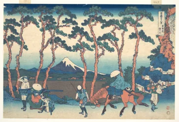 Hodogaya sulla Tōkaidō (Tōkaidō Hodogaya), dalla serie “Le trentasei vedute del Monte Fuji” (Fugaku sanjūrokkei)