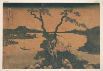 Il lago Suwa nella provincia di Shinano (Shinshū Suwako), dalla serie “Le trentasei vedute del Monte Fuji” (Fugaku sanjūrokkei)