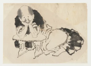 Uomo seduto con un bracciolo, periodo Edo, XIX secolo