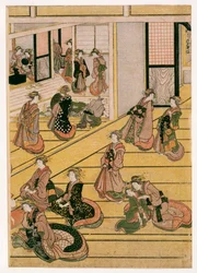 Giorni di Capodanno della casa da tè Ogi-ya, c.1810