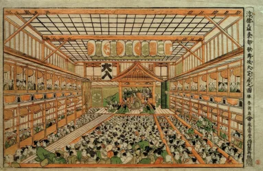 Prospettiva originale del Grande Teatro Kabuki a Edo