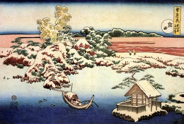 Paesaggio innevato sul fiume Sumida, Giappone