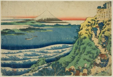 Poesia di Yamabe no Akahito, dalla serie "Cento poesie spiegate dalla nutrice (Hyakunin isshu uba ga etoki)"