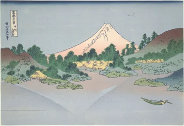 Riflessione del Fuji nel lago Misaka nella provincia di Kai, dalla serie Trentasei vedute del Monte Fuji