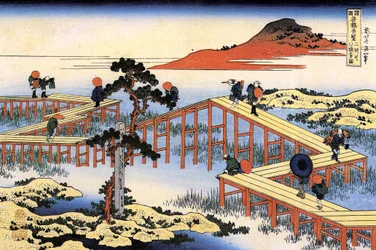 Serie di vedute notevoli di ponti di diverse province: il ponte di Yatsuhashi nella provincia di Mikawa, Giappone